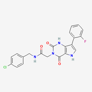 molecular formula C21H16ClFN4O3 B2570296 N-(4-chlorobenzyl)-2-(7-(2-fluorophenyl)-2,4-dioxo-1H-pyrrolo[3,2-d]pyrimidin-3(2H,4H,5H)-yl)acetamide CAS No. 1115565-83-7