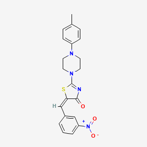 molecular formula C21H20N4O3S B2570308 (E)-5-(3-硝基亚苄基)-2-(4-(对甲苯基)哌嗪-1-基)噻唑-4(5H)-酮 CAS No. 375829-40-6