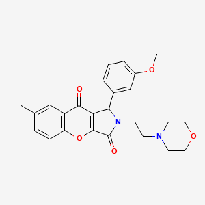 molecular formula C25H26N2O5 B2570317 1-(3-甲氧基苯基)-7-甲基-2-(2-吗啉乙基)-1,2-二氢chromeno[2,3-c]吡咯-3,9-二酮 CAS No. 634574-28-0