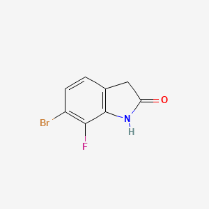 molecular formula C8H5BrFNO B2570322 6-溴-7-氟吲哚啉-2-酮 CAS No. 1415580-09-4