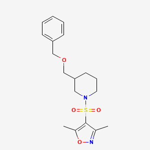 molecular formula C18H24N2O4S B2570334 4-((3-((Benzyloxy)methyl)piperidin-1-yl)sulfonyl)-3,5-dimethylisoxazole CAS No. 1251575-10-6