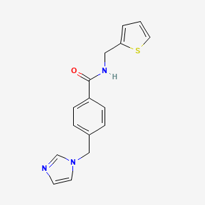 molecular formula C16H15N3OS B2570336 4-[(1H-imidazol-1-yl)methyl]-N-[(thiophen-2-yl)methyl]benzamide CAS No. 1147736-42-2