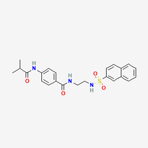 molecular formula C23H25N3O4S B2570337 4-异丁酰胺基-N-(2-(萘-2-磺酰胺基)乙基)苯甲酰胺 CAS No. 1091442-75-9