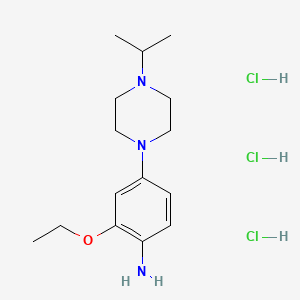 molecular formula C15H28Cl3N3O B2570339 2-乙氧基-4-[4-(丙烷-2-基)哌嗪-1-基]苯胺三盐酸盐 CAS No. 1803584-29-3
