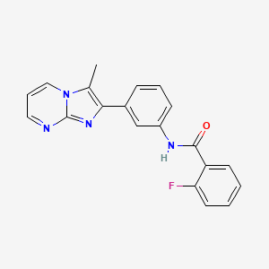 molecular formula C20H15FN4O B2570345 2-氟-N-(3-(3-甲基咪唑并[1,2-a]嘧啶-2-基)苯基)苯甲酰胺 CAS No. 862811-70-9