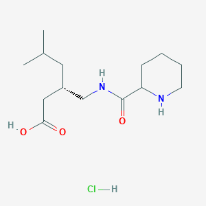 molecular formula C14H27ClN2O3 B2570355 (3S)-5-Methyl-3-{[(piperidin-2-yl)formamido]methyl}hexanoic acid hydrochloride CAS No. 2103005-40-7