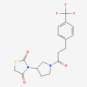 molecular formula C17H17F3N2O3S B2570356 3-(1-(3-(4-(Trifluoromethyl)phenyl)propanoyl)pyrrolidin-3-yl)thiazolidine-2,4-dione CAS No. 1798680-27-9