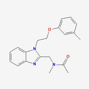 molecular formula C20H23N3O2 B2570359 N-methyl-N-({1-[2-(3-methylphenoxy)ethyl]benzimidazol-2-yl}methyl)acetamide CAS No. 931338-08-8