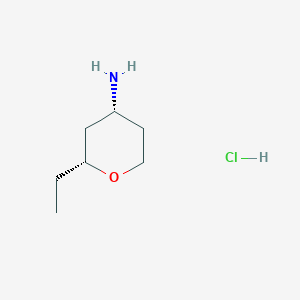 molecular formula C7H16ClNO B2570363 (2R,4R)-2-乙基氧杂-4-胺；盐酸盐 CAS No. 2378490-13-0