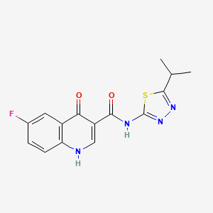 molecular formula C15H13FN4O2S B2570366 6-氟-4-羟基-N-(5-异丙基-1,3,4-噻二唑-2-基)喹啉-3-甲酰胺 CAS No. 951993-68-3