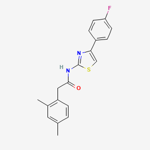 molecular formula C19H17FN2OS B2570372 2-(2,4-二甲苯基)-N-(4-(4-氟苯基)噻唑-2-基)乙酰胺 CAS No. 922822-78-4