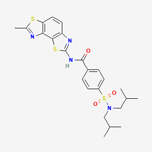 molecular formula C24H28N4O3S3 B2570393 4-[双(2-甲基丙基)氨磺酰基]-N-(7-甲基-[1,3]噻唑并[5,4-e][1,3]苯并噻唑-2-基)苯甲酰胺 CAS No. 361171-28-0
