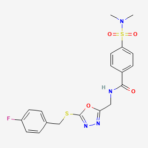molecular formula C19H19FN4O4S2 B2570402 4-(N,N-dimethylsulfamoyl)-N-((5-((4-fluorobenzyl)thio)-1,3,4-oxadiazol-2-yl)methyl)benzamide CAS No. 941899-23-6