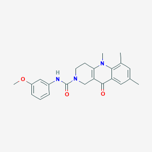 molecular formula C23H25N3O3 B2570413 N-(3-methoxyphenyl)-5,6,8-trimethyl-10-oxo-3,4,5,10-tetrahydrobenzo[b][1,6]naphthyridine-2(1H)-carboxamide CAS No. 1251675-10-1