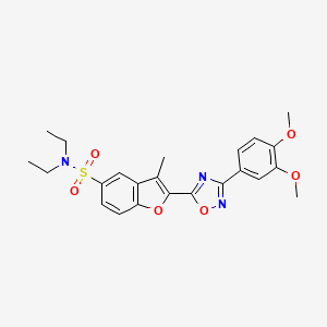 molecular formula C23H25N3O6S B2570414 2-[3-(3,4-dimethoxyphenyl)-1,2,4-oxadiazol-5-yl]-N,N-diethyl-3-methyl-1-benzofuran-5-sulfonamide CAS No. 1207059-20-8