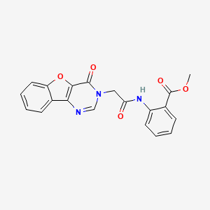 molecular formula C20H15N3O5 B2570417 methyl 2-(2-(4-oxobenzofuro[3,2-d]pyrimidin-3(4H)-yl)acetamido)benzoate CAS No. 1004742-04-4