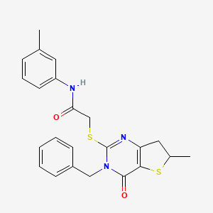 molecular formula C23H23N3O2S2 B2570424 2-[(3-benzyl-6-methyl-4-oxo-6,7-dihydrothieno[3,2-d]pyrimidin-2-yl)sulfanyl]-N-(3-methylphenyl)acetamide CAS No. 689262-78-0