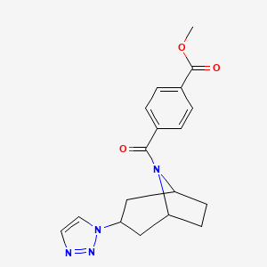 molecular formula C18H20N4O3 B2570426 4-[3-(1H-1,2,3-三唑-1-基)-8-氮杂双环[3.2.1]辛烷-8-羰基]苯甲酸甲酯 CAS No. 2176270-38-3