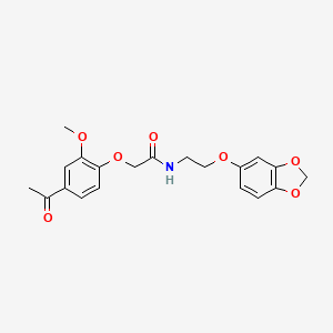 molecular formula C20H21NO7 B2570429 2-(4-乙酰基-2-甲氧基苯氧基)-N-(2-(苯并[d][1,3]二氧杂环-5-氧基)乙基)乙酰胺 CAS No. 1171960-93-2