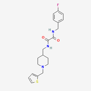 molecular formula C20H24FN3O2S B2570439 N1-(4-氟苄基)-N2-((1-(噻吩-2-基甲基)哌啶-4-基)甲基)草酰胺 CAS No. 952981-24-7