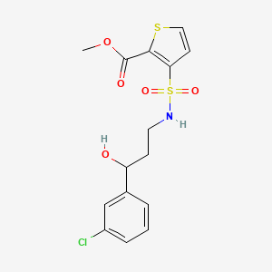molecular formula C15H16ClNO5S2 B2570441 methyl 3-(N-(3-(3-chlorophenyl)-3-hydroxypropyl)sulfamoyl)thiophene-2-carboxylate CAS No. 2034606-58-9