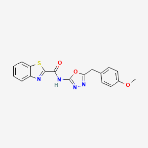 molecular formula C18H14N4O3S B2570442 N-(5-(4-methoxybenzyl)-1,3,4-oxadiazol-2-yl)benzo[d]thiazole-2-carboxamide CAS No. 954673-01-9
