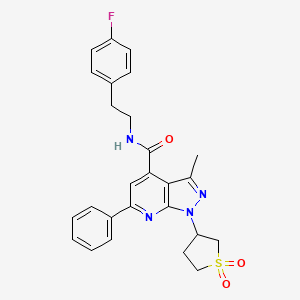 molecular formula C26H25FN4O3S B2570475 1-(1,1-二氧化四氢噻吩-3-基)-N-(4-氟苯乙基)-3-甲基-6-苯基-1H-吡唑并[3,4-b]吡啶-4-甲酰胺 CAS No. 1021224-21-4