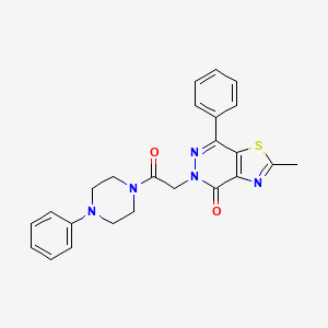 molecular formula C24H23N5O2S B2570478 2-甲基-5-(2-氧代-2-(4-苯基哌嗪-1-基)乙基)-7-苯基噻唑并[4,5-d]嘧啶并-4(5H)-酮 CAS No. 941948-85-2