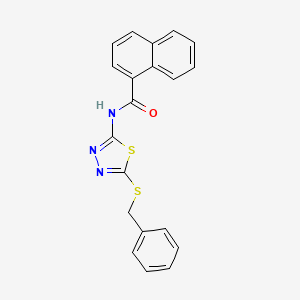 molecular formula C20H15N3OS2 B2570480 N-(5-(苄硫基)-1,3,4-噻二唑-2-基)-1-萘酰胺 CAS No. 393571-55-6