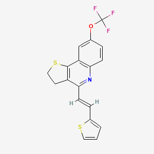 molecular formula C18H12F3NOS2 B2570487 4-[(E)-2-(2-thienyl)ethenyl]-8-(trifluoromethoxy)-2,3-dihydrothieno[3,2-c]quinoline CAS No. 866133-43-9