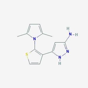 molecular formula C13H14N4S B2570489 3-[2-(2,5-dimethyl-1H-pyrrol-1-yl)-3-thienyl]-1H-pyrazol-5-amine CAS No. 1032098-46-6