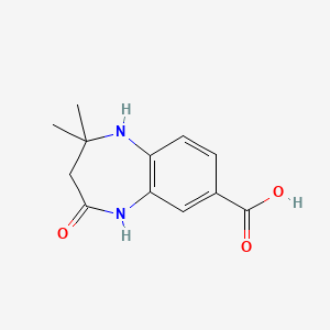 molecular formula C12H14N2O3 B2570491 2,2-Dimethyl-4-oxo-2,3,4,5-tetrahydro-1h-1,5-benzodiazepine-7-carboxylic acid CAS No. 1478709-99-7