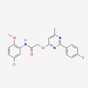 molecular formula C20H17ClFN3O3 B2570492 N-(5-chloro-2-methoxyphenyl)-2-((2-(4-fluorophenyl)-6-methylpyrimidin-4-yl)oxy)acetamide CAS No. 1251605-78-3