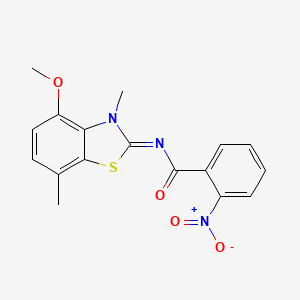 molecular formula C17H15N3O4S B2570496 N-(4-methoxy-3,7-dimethyl-1,3-benzothiazol-2-ylidene)-2-nitrobenzamide CAS No. 868370-42-7