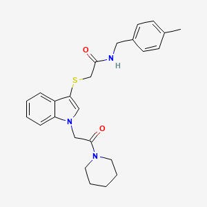 molecular formula C25H29N3O2S B2570500 N-(4-methylbenzyl)-2-((1-(2-oxo-2-(piperidin-1-yl)ethyl)-1H-indol-3-yl)thio)acetamide CAS No. 878053-48-6