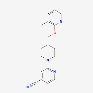 molecular formula C18H20N4O B2570510 2-[4-[(3-甲基吡啶-2-基)氧甲基]哌啶-1-基]吡啶-4-碳腈 CAS No. 2379984-17-3