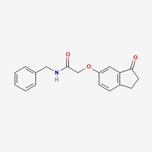 molecular formula C18H17NO3 B2570512 N-benzyl-2-((3-oxo-2,3-dihydro-1H-inden-5-yl)oxy)acetamide CAS No. 1202993-05-2