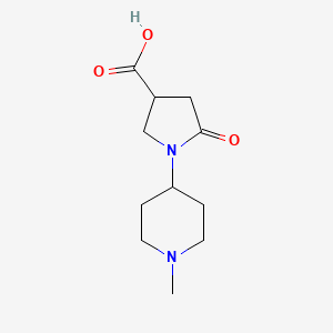 molecular formula C11H18N2O3 B2570519 1-(1-Methylpiperidin-4-yl)-5-oxopyrrolidine-3-carboxylic acid CAS No. 933691-56-6