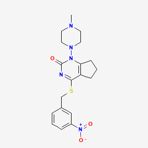 molecular formula C19H23N5O3S B2570521 1-(4-methylpiperazin-1-yl)-4-((3-nitrobenzyl)thio)-6,7-dihydro-1H-cyclopenta[d]pyrimidin-2(5H)-one CAS No. 920202-73-9