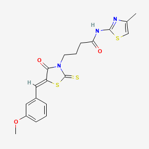 molecular formula C19H19N3O3S3 B2570526 (Z)-4-(5-(3-甲氧基亚苄基)-4-氧代-2-硫代噻唑烷-3-基)-N-(4-甲基噻唑-2-基)丁酰胺 CAS No. 476667-60-4