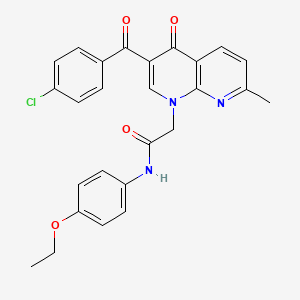 molecular formula C26H22ClN3O4 B2570529 2-(3-(4-chlorobenzoyl)-7-methyl-4-oxo-1,8-naphthyridin-1(4H)-yl)-N-(4-ethoxyphenyl)acetamide CAS No. 894913-42-9