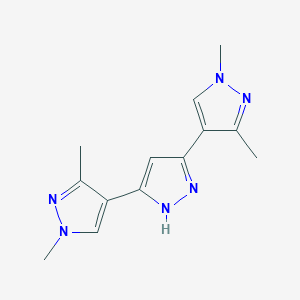 molecular formula C13H16N6 B2570531 1,1'',3,3''-tetramethyl-1H,1'H,1''H-4,3':5',4''-terpyrazole CAS No. 1159937-01-5