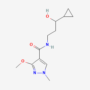 molecular formula C12H19N3O3 B2570532 N-(3-环丙基-3-羟基丙基)-3-甲氧基-1-甲基-1H-吡唑-4-甲酰胺 CAS No. 1396676-33-7