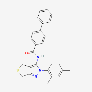 molecular formula C26H23N3OS B2570535 N-[2-(2,4-dimethylphenyl)-4,6-dihydrothieno[3,4-c]pyrazol-3-yl]-4-phenylbenzamide CAS No. 396722-60-4