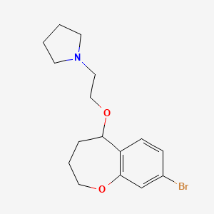 molecular formula C16H22BrNO2 B2570537 1-[2-[(8-Bromo-2,3,4,5-tetrahydro-1-benzoxepin-5-yl)oxy]ethyl]pyrrolidine CAS No. 2241141-06-8