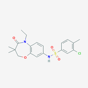 molecular formula C20H23ClN2O4S B2570540 3-chloro-N-(5-ethyl-3,3-dimethyl-4-oxo-2,3,4,5-tetrahydrobenzo[b][1,4]oxazepin-8-yl)-4-methylbenzenesulfonamide CAS No. 922098-05-3