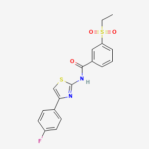 molecular formula C18H15FN2O3S2 B2570544 3-(乙基磺酰基)-N-(4-(4-氟苯基)噻唑-2-基)苯甲酰胺 CAS No. 898423-23-9