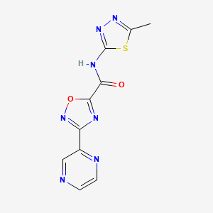 molecular formula C10H7N7O2S B2570547 N-(5-methyl-1,3,4-thiadiazol-2-yl)-3-(pyrazin-2-yl)-1,2,4-oxadiazole-5-carboxamide CAS No. 1219842-56-4