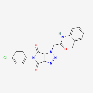 molecular formula C19H16ClN5O3 B2570549 2-[5-(4-chlorophenyl)-4,6-dioxo-4,5,6,6a-tetrahydropyrrolo[3,4-d][1,2,3]triazol-1(3aH)-yl]-N-(2-methylphenyl)acetamide CAS No. 1008036-12-1