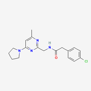 molecular formula C18H21ClN4O B2570552 2-(4-chlorophenyl)-N-((4-methyl-6-(pyrrolidin-1-yl)pyrimidin-2-yl)methyl)acetamide CAS No. 1796963-09-1